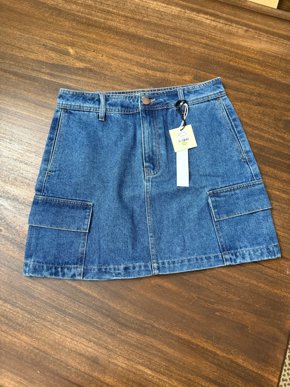 TGLA Casual Blue Denim Cargo Mini Skirt